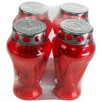 Product Grave candles red drops mourning lights Ø9cm H17cm 4 pcs