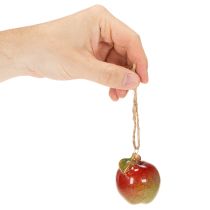 Product Ceramic Hanging Apple Autumn Decoration 5cm Set of 4