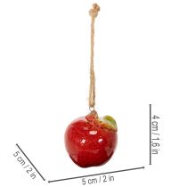 Product Ceramic Hanging Apple Autumn Decoration 5cm Set of 4