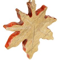 Product Maple leaf wood decoration autumn green red brown H10cm 6 pieces