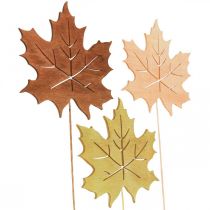 Autumn garden stake maple leaf wood W9.5cm L31cm 12pcs