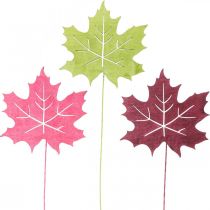 Product Autumn garden stake maple leaf wood W9.5cm L31cm 12pcs