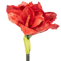 Product Artificial Amaryllis flower, red, long stem, for vase and arrangement, 77cm