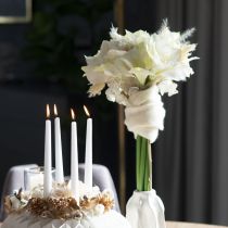 Product Artificial Amaryllis flower, white, with stem, Advent and Christmas, 50cm