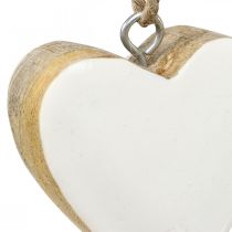 Pendant wooden hearts decorative hearts white Ø5-5.5cm 12pcs