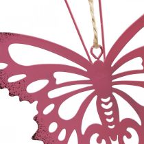 Product Pendant butterfly deco metal rose pink 8.5x9.5cm 6pcs