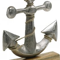 Anchor made of metal, maritime decoration, nautical sea decoration silver, natural colors H32cm