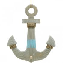 Product Anchor for hanging, maritime decoration hook, wooden bathroom decoration, vintage look H39cm