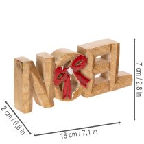 Product Wooden Noel Sign with Red Bow, 18cm, Christmas Decoration