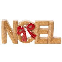 Product Wooden Noel Sign with Red Bow, 18cm, Christmas Decoration