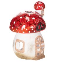 Product Deko Mushroom House for Tealight, Hand-Painted Ceramic, Red and White, 21cm
