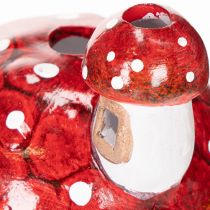 Product Deko Mushroom House for Tealight, Hand-Painted Ceramic, Red and White, 21cm