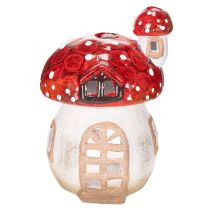 Product Deko Mushroom House for Tealight, Hand-Painted Ceramic, Red and White, 21cm