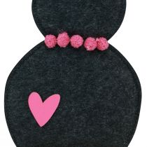 Product Table Decoration Easter Bunny Decoration Felt Black with Heart 45cm 3 Pcs