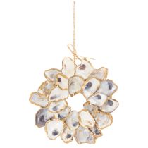 Product Oyster wreath shell decoration, maritime home accessory, natural wall decoration, 12cm