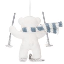 Product Polar Bear Skiing Hanging Ornaments with Scarf, 10cm, Set of 2, White and Blue-Grey, Indoor Decoration