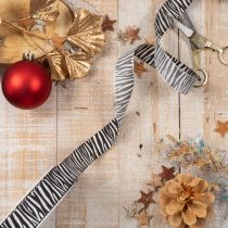Product Gift ribbon with zebra print, 25mm wide, 20m long