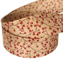 Product Decorative Fabric Ribbon with Glitter Red Berries 40mm x 15m