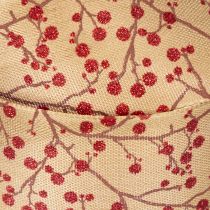 Product Decorative Fabric Ribbon with Glitter Red Berries 40mm x 15m