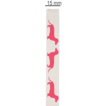 Product Dachshund Decorative Ribbon 15mm x 18m Polyester Pink on White for Indoor Use