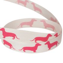 Product Dachshund Decorative Ribbon 15mm x 18m Polyester Pink on White for Indoor Use