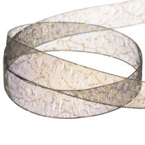 Product Transparent Black and Gold Organza Ribbon 15mm x 20m for Home and Gift Decoration