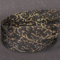 Product Transparent Black and Gold Organza Ribbon 15mm x 20m for Home and Gift Decoration