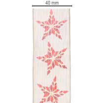 Product Decorative Ribbon with Red Stars, 40mm Wide, 15m Roll
