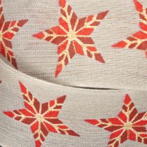 Product Decorative Ribbon with Red Stars, 40mm Wide, 15m Roll
