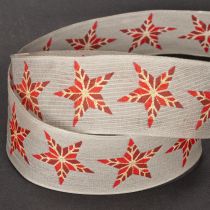 Product Decorative Ribbon with Red Stars, 40mm Wide, 15m Roll