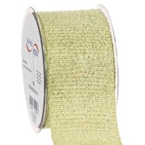 Product Glitter Decorative Ribbon 55mm x 15m Light Green Polyester with Wired Edge