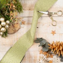 Product Glitter Decorative Ribbon 55mm x 15m Light Green Polyester with Wired Edge