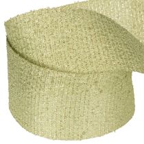 Product Glitter Decorative Ribbon 55mm x 15m Light Green Polyester with Wired Edge