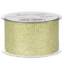 Product Glitter Decorative Ribbon 55mm x 15m Light Green Polyester with Wired Edge
