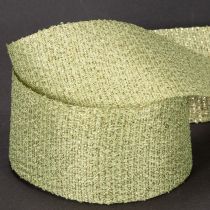 Product Glitter Decorative Ribbon 55mm x 15m Light Green Polyester with Wired Edge