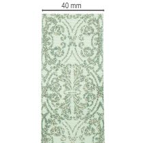 Product Decorative Ribbon with Classic Pattern, Sage Green with Glitter, 40mm x 15m, Polyester