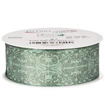 Product Decorative Ribbon with Classic Pattern, Sage Green with Glitter, 40mm x 15m, Polyester