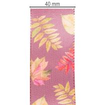 Product Decorative Autumn Foliage Ribbon 40mm x 15m Polyester Purple