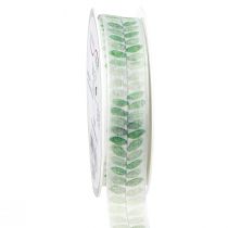 Product Ribbon Green Leaves Organza Ribbon Decorative Ribbon 25mm 18m