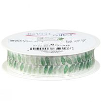 Product Ribbon Green Leaves Organza Ribbon Decorative Ribbon 25mm 18m