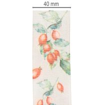 Product Autumn Ribbon with Rosehip and Leaf Design 40mm x 18m Polyester