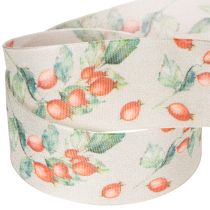 Product Autumn Ribbon with Rosehip and Leaf Design 40mm x 18m Polyester