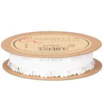 Product White Decorative Ribbon with Heart Motif, 20mm x 15m, Polyester