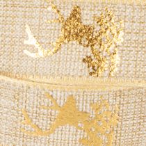 Product Decorative Ribbon Christmas Deer Pattern 15mm x 15m Polyester Brown and Gold