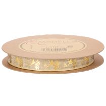 Product Decorative Ribbon Christmas Deer Pattern 15mm x 15m Polyester Brown and Gold