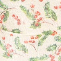 Product Holly and Berry Decorative Ribbon with Wired Edges 25mm x 18m Beige