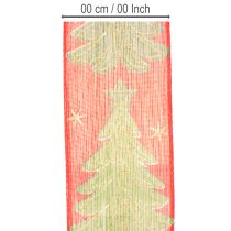 Product Christmas Ribbon with Tree and Stars Design, 40mm x 15m, Red and Gold