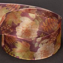 Product Organza Ribbon with Autumn Floral Design 40mm x 15m