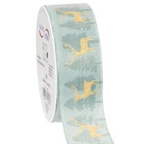 Product Fabric Gift Ribbon with Reindeer and Trees 40mm x 18m