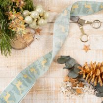 Product Fabric Gift Ribbon with Reindeer and Trees 40mm x 18m